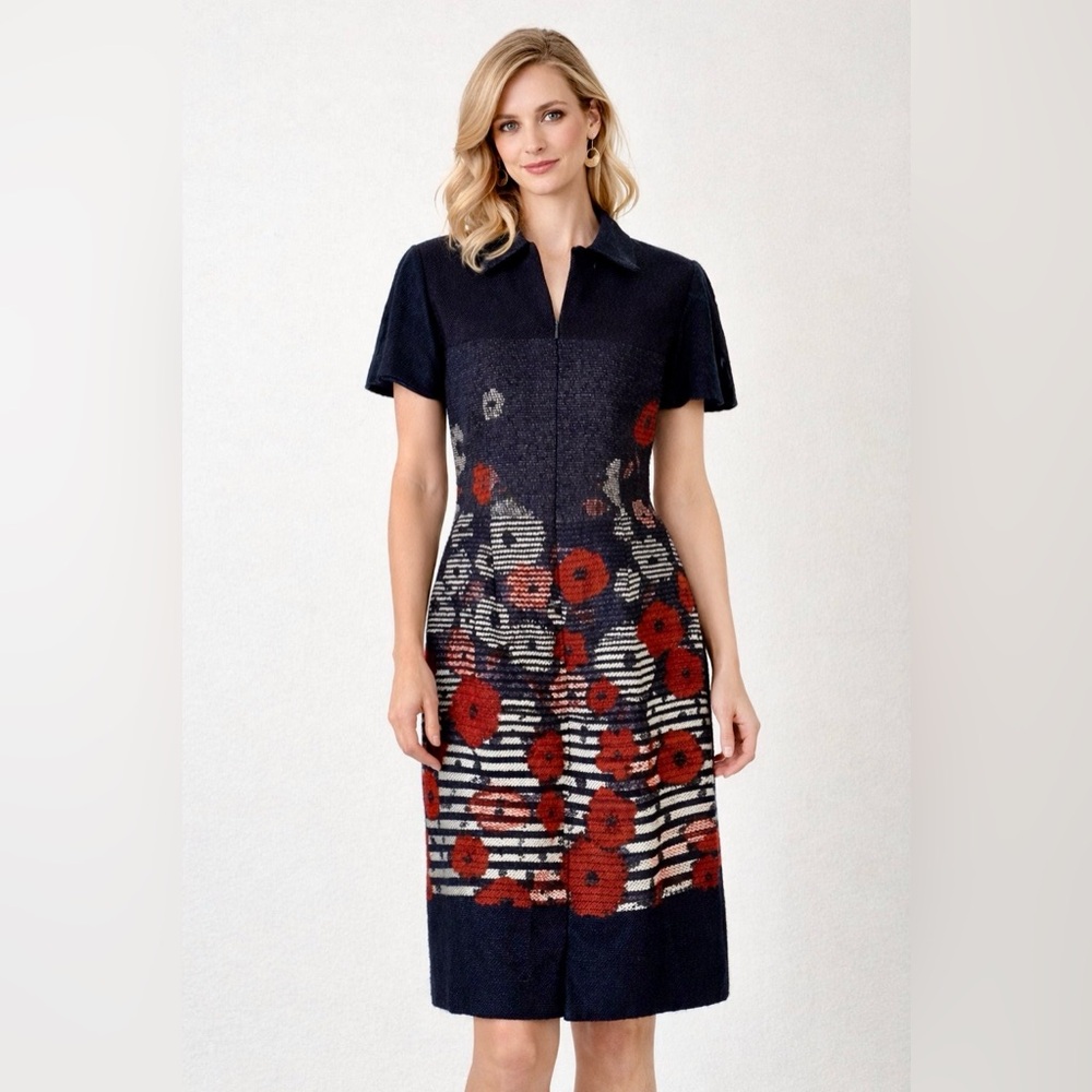 VTG ~ Peggy Jennings Navy and Red Floral Mini Dress